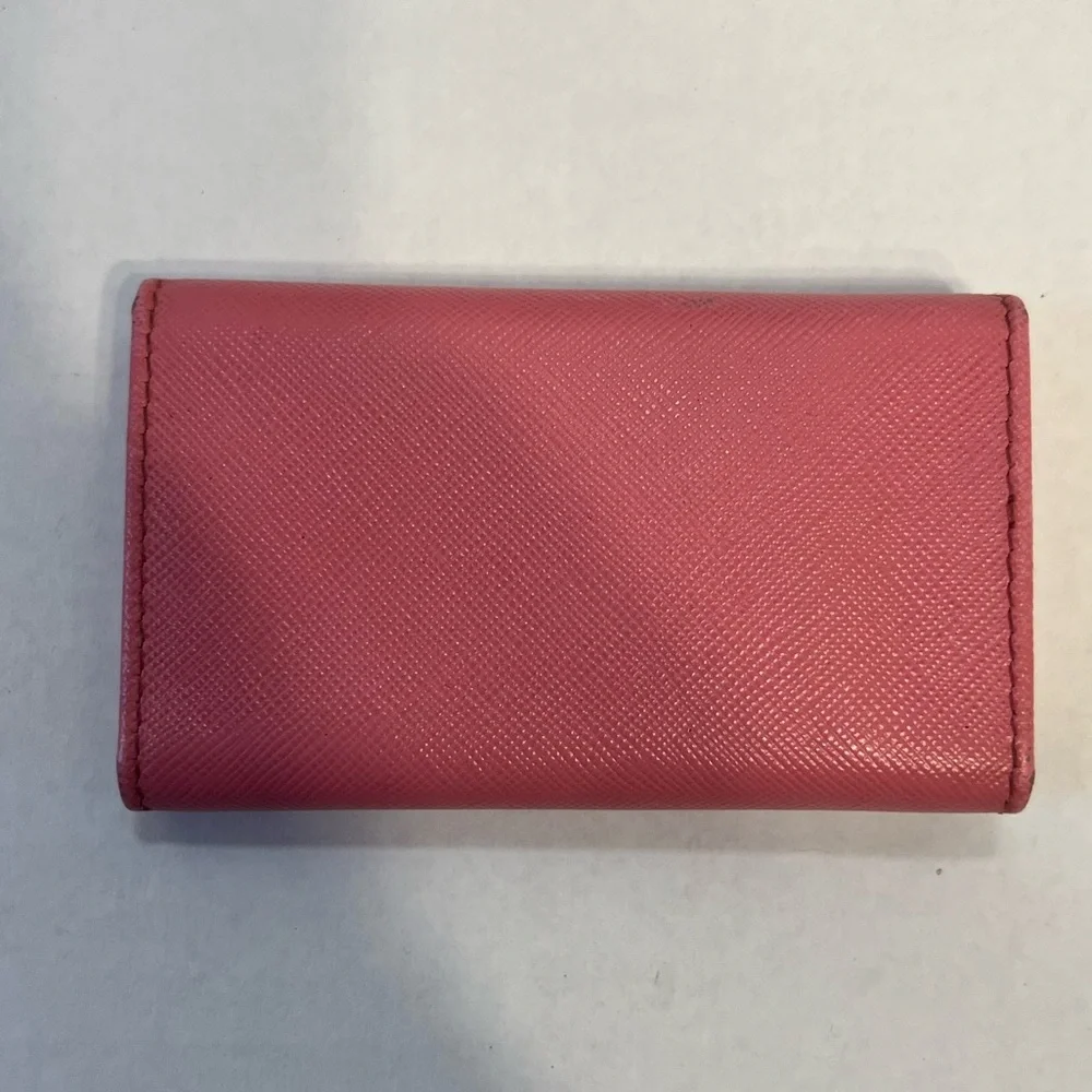 PRADA authentic Saffiano leather pink‎ key  card case with box
